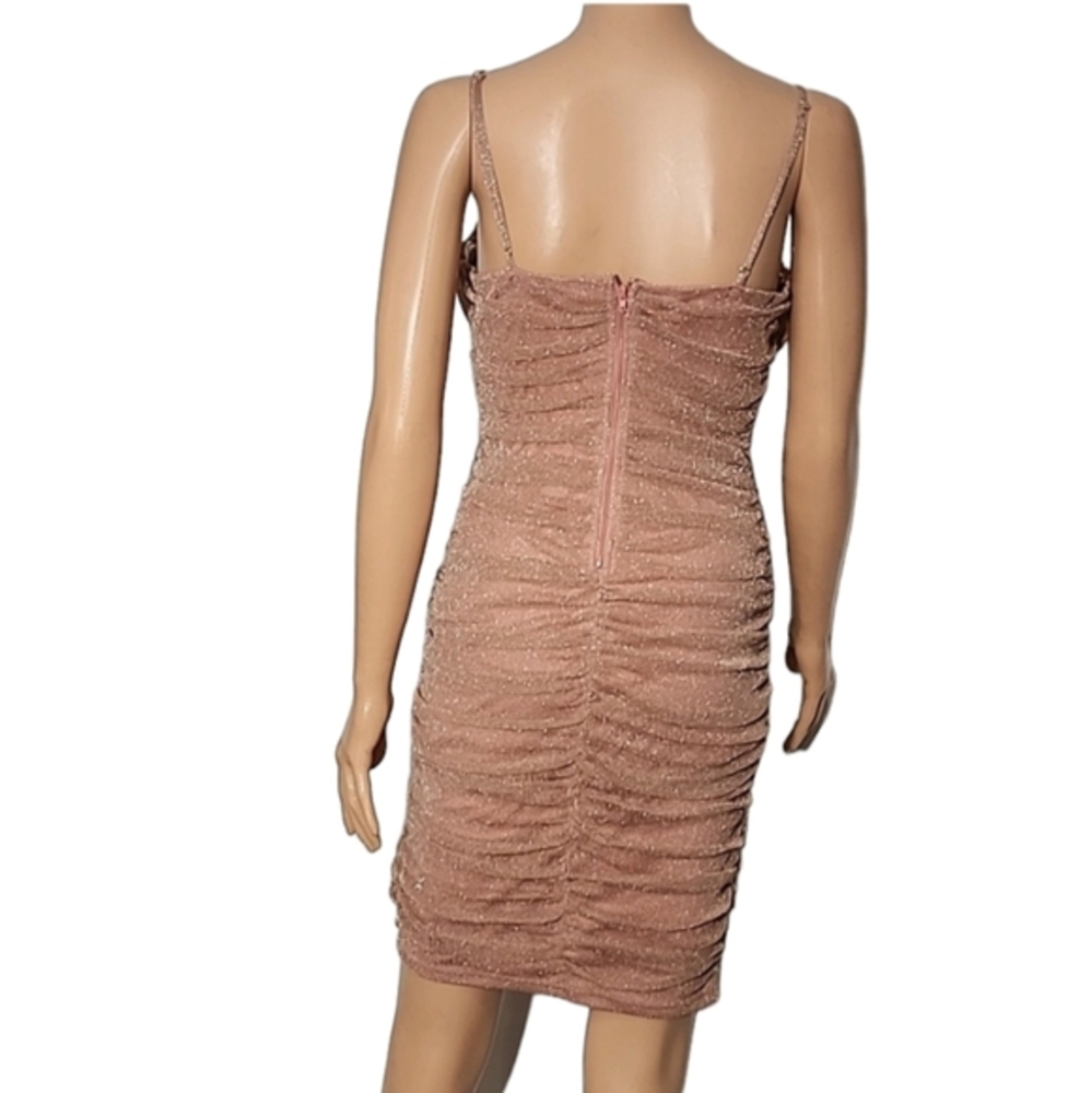 Privy Metallic Ruched Mesh Body-con Midi side slit Dress Women’s Size Medium - Picture 8 of 12